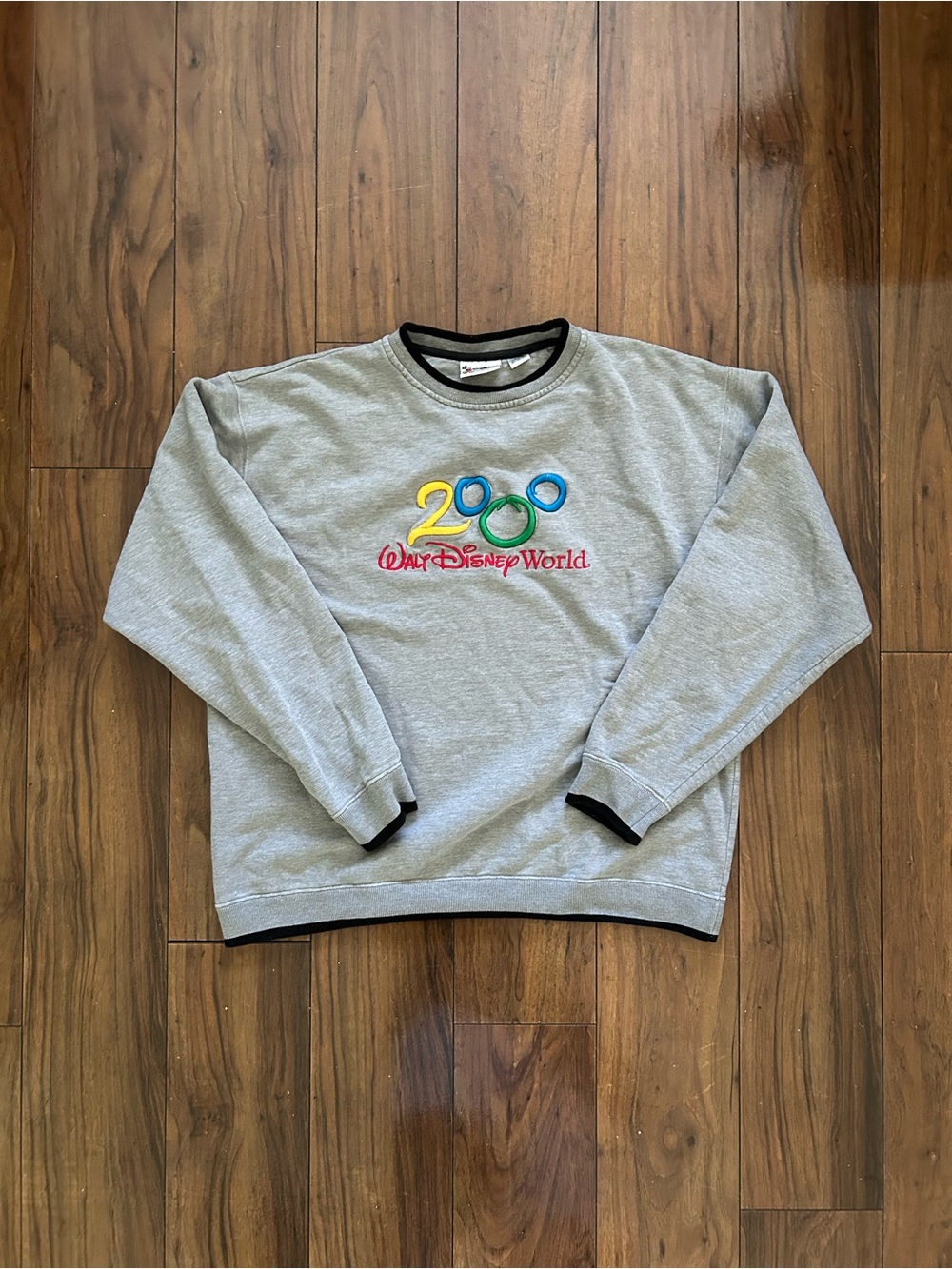 Disney Grey Crewneck Sweatshirt with Colorful 2000 Embroidery